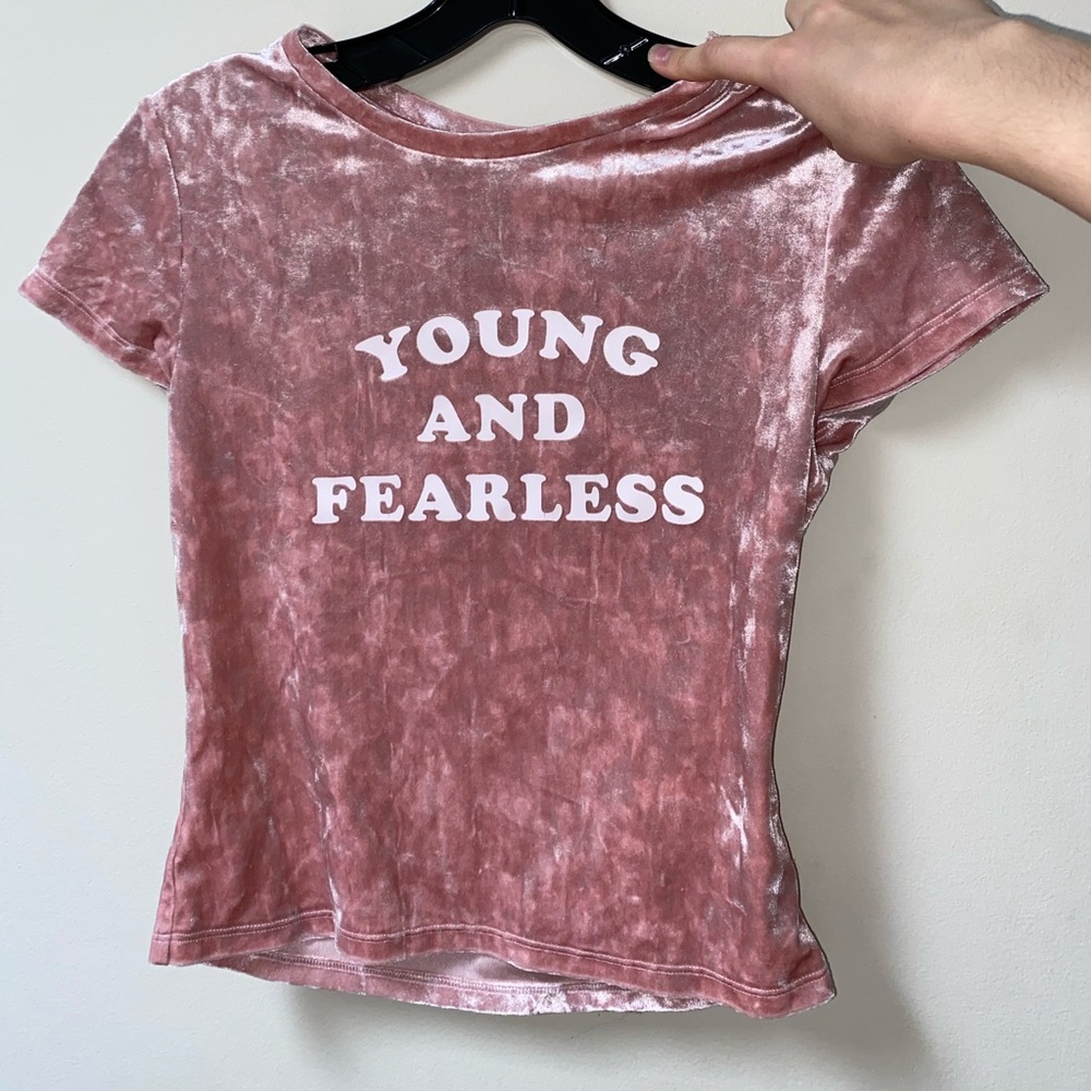 Pink velvet crop top